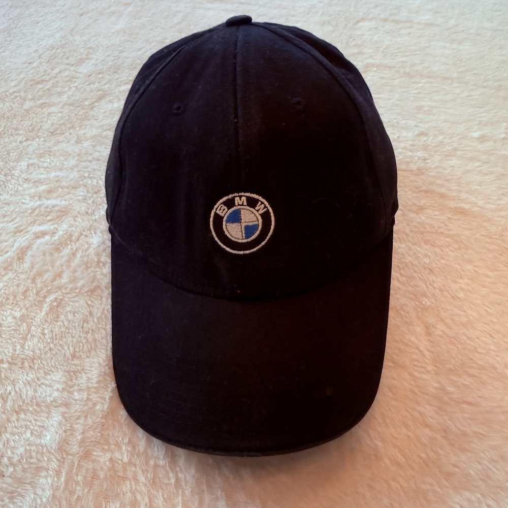 BMW Hat Cap Strap Back Black BMW Lifestyle Logo Adjustable Cap